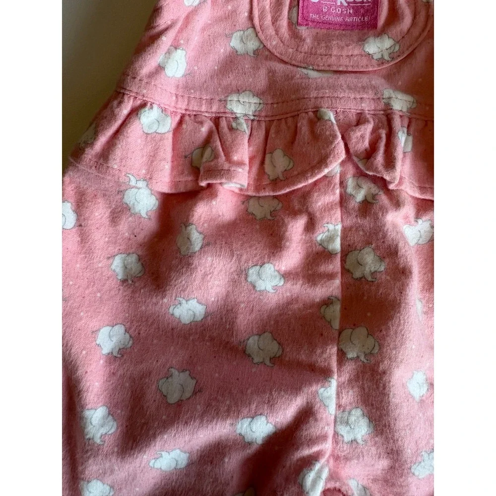 Vintage OshKosh B'Gosh Pink Elephant Print Overalls 18 Months Made in USA NWT